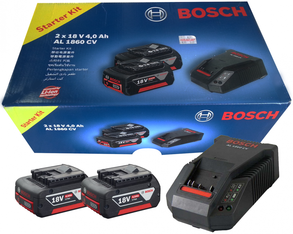Bosch Battery and Charger Starter Set 18 V (4.0 Ah Battery, AL18V