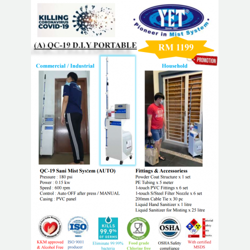 QC-19 SANI MIST D.I.Y FOR AUTOMATIC SANITIZATION (PORTABLE) WITH KKM APPROVED FOOD-GRADE SANITIZER