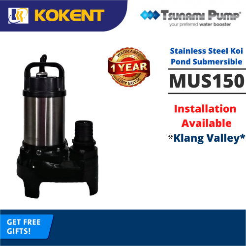 Tsunami MUS150 MUS150A Multipurpose Stainless Steel Koi Pond Submersible Water Pump 150 Watt Power M