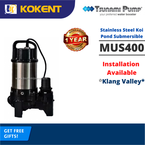 Tsunami MUS400 Multipurpose Stainless Steel Koi Pond Submersible Water Pump 400 Watt Power