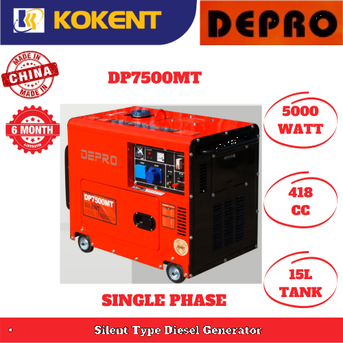 Depro Air Cooled Diesel Generator (SILENT TYPE) DP7500MT