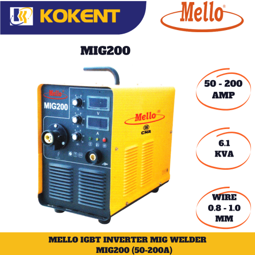 MELLO MIG200(IGBT) 1 PHASE INVERTER CO2 GAS SHIELD WELDING MACHINE