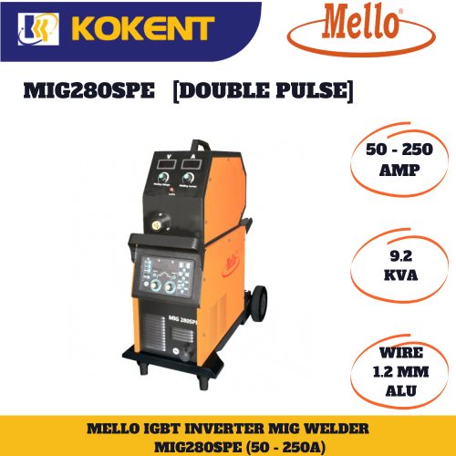 MELLO MIG280SPE(IGBT)1PH INVERTER DOUBLE PULSE WELDING MACHINE