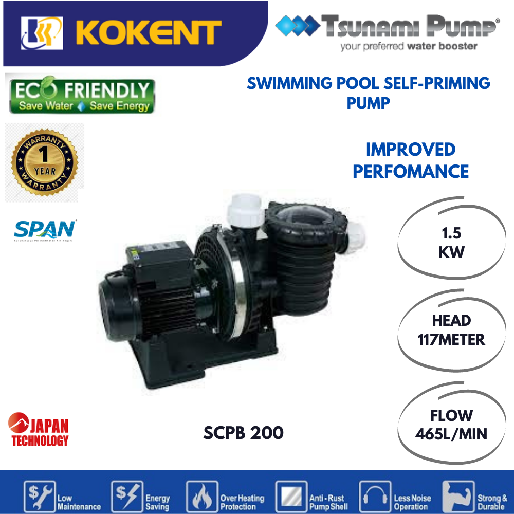 TSUNAMI SWIMMING POOL SELFPRIMING PUMP SCPB 200