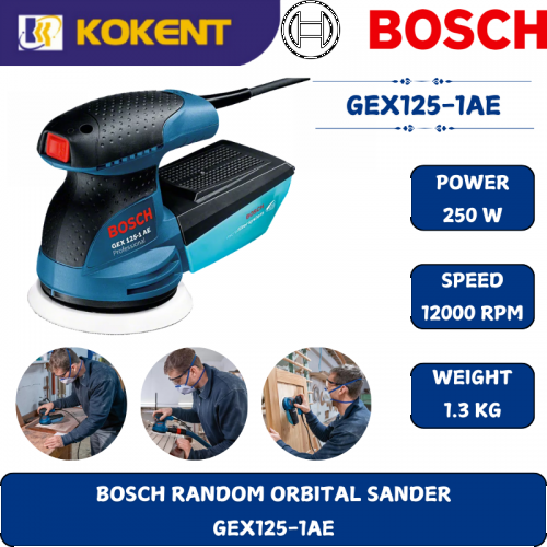 BOSCH HEAVY DUTY ECCENTRIC SANDER GEX125-1AE (250W,7500-12000RPM,5