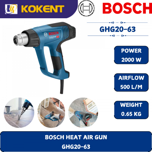 BOSCH HEAVY DUTY HOT AIR GUN GHG20-63 (2000W,630C,500L/M,0.65KG)