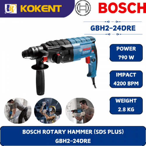 BOSCH HEAVY DUTY ROTARY HAMMER GBH2-24DRE (720W,2000RPM,2.3KG)