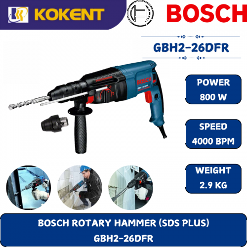 BOSCH HEAVY DUTY ROTARY HAMMER GBH2-26DFR (800W,900RPM,2.9KG)