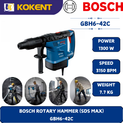 BOSCH HEAVY DUTY ROTARY HAMMER GBH6-42C (1300W,360RPM,SDS-MAX,7.7KG)