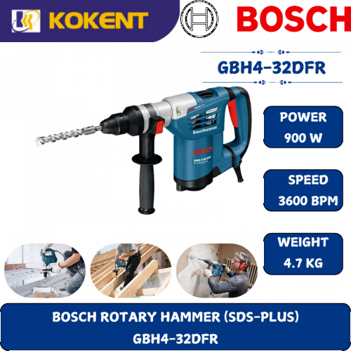 BOSCH HEAVY DUTY ROTARY HAMMER GBH4-32DFR (900W,760RPM,SDS-PLUS,4.7KG)
