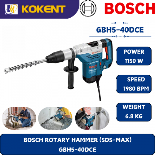 BOSCH HEAVY DUTY ROTARY HAMMER GBH5-40DCE (1150W,3050BPM,SDS-MAX,6.8KG)