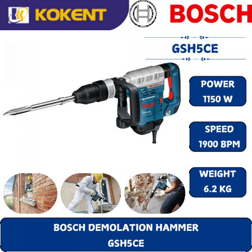 BOSCH HEAVY DUTY DEMOLATION HAMMER GSH5CE (1150W,2900BPM,8.3J,SDS-MAX,6.2KG)