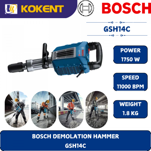 BOSCH HEAVY DUTY DEMOLATION HAMMER GSH14C (1750W,1900BPM,28J,SDS-MAX,14.6KG)