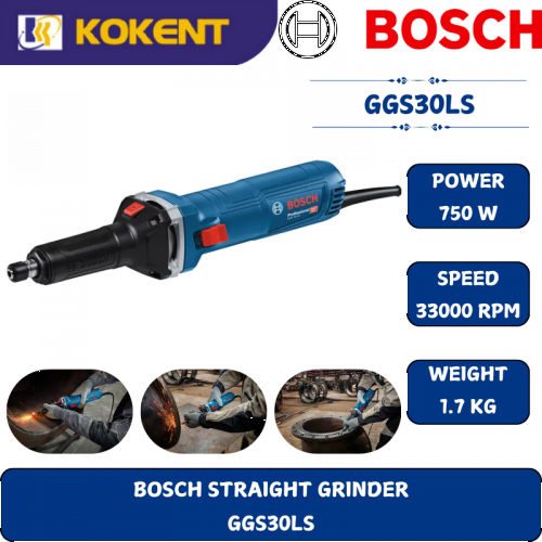 BOSCH HEAVY DUTY STRAIGHT GRINDER GGS30LS (750W,8MM.33000RPM,1.7KG)