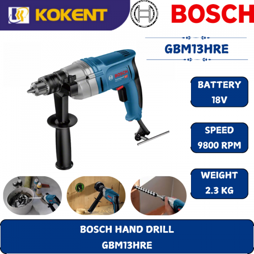 BOSCH HEAVY DUTY HAND DRILL GBM13HRE (550W,550RPM,40NM,2.1KG)