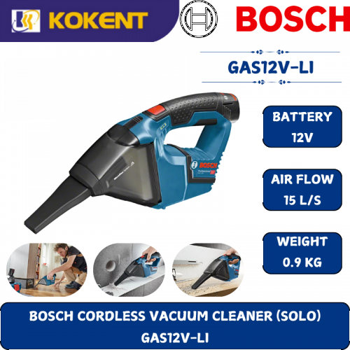 BOSCH HEAVY DUTY CORDLESS VACUUM CLEANER GAS12V-LI (12V,0.35L,15 L/SEC,0.9KG)