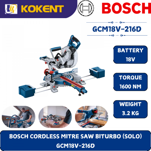 BOSCH HEAVY DUTY CORDLESS MITRE SAW GCM18V-216D (18V,216MM,5000RPM,12.5KG)