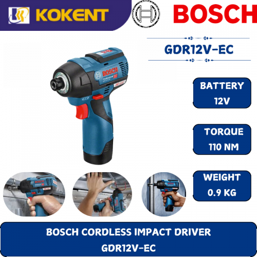 BOSCH HEAVY DUTY CORDLESS IMPACT DRILL GDR12V-EC (12V,1/4