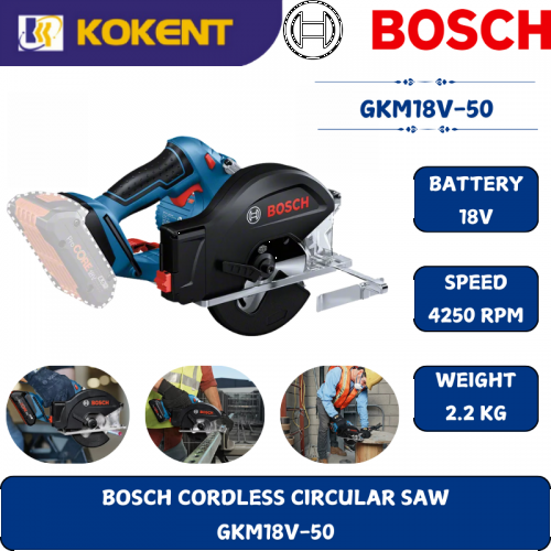 BOSCH HEAVY DUTY CORDLESSCIRCULAR SAW GKM18V-50 (18V,4250RPM,136MM,2.2KG)