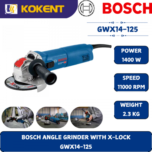 BOSCH HEAVY DUTY ANGLE GRINDER WITH X-LOCK GWX14-125S (5
