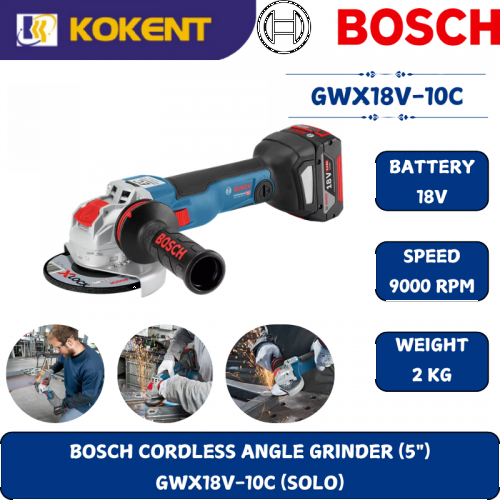 BOSCH CORDLESS ANGLE GRINDER WITH X-LOCK GWX18V-10C (18V,5