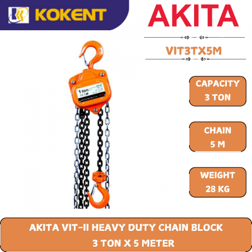 AKITA VIT-II HEAVY DUTY CHAIN BLOCK 3 TON X 5 METER VIT3TX5M