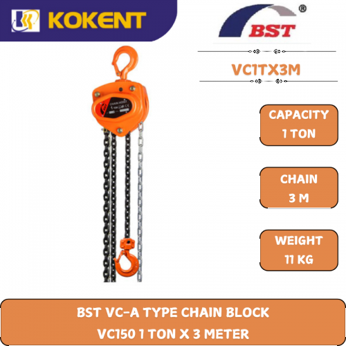 BST VC-A TYPE CHAIN BLOCK  VC150 1 TON X 3 METER VC1TX3M