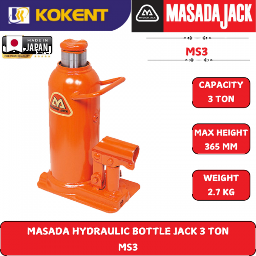 MASADA HYDRAULIC BOTTLE JACK 3 TON  MS3