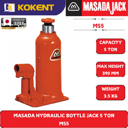 MASADA HYDRAULIC BOTTLE JACK 5 TON  MS5