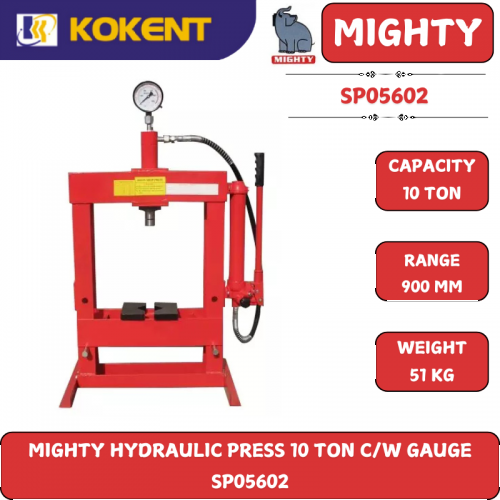 MIGHTY HYDRAULIC PRESS 10 TON C/W GAUGE  SP05602