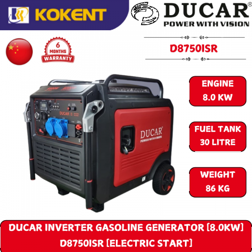 DUCAR INVERTER GASOLINE GENERATOR [8.0KW] D8750ISR [ELECTRIC START]