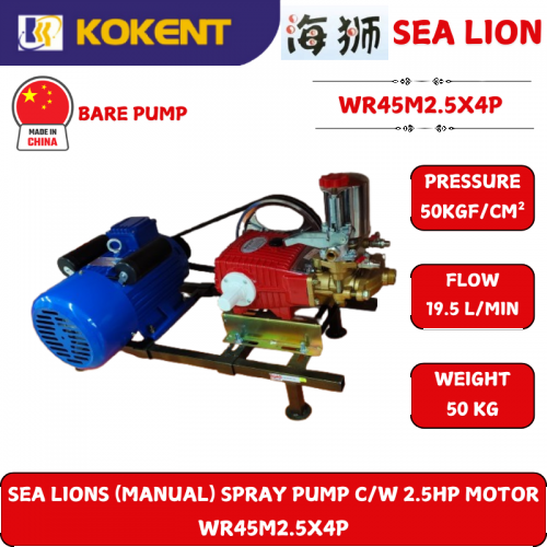 SEA LIONS (MANUAL) SPRAY PUMP C/W 2.5HP MOTOR  WR45M2.5X4P