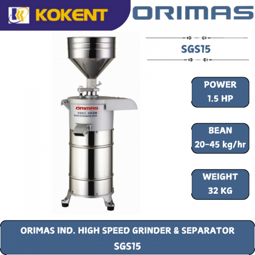 ORIMAS IND. HIGH SPEED GRINDER & SEPARATOR  SGS15
