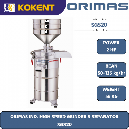 ORIMAS IND. HIGH SPEED GRINDER & SEPARATOR  SGS20