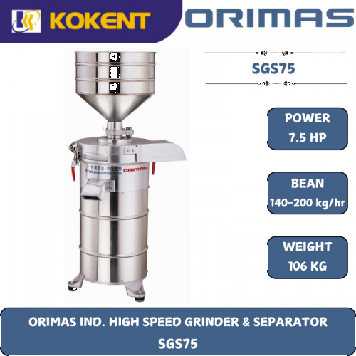 ORIMAS IND. HIGH SPEED GRINDER & SEPARATOR  SGS75