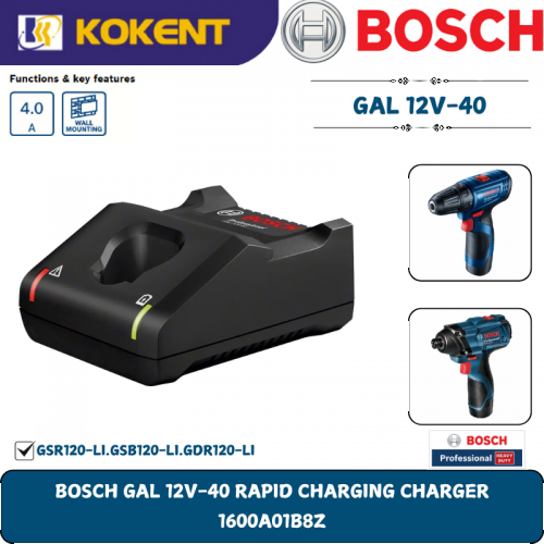 BOSCH GAL 12V-40 RAPID CHARGING CHARGER 1600A01B8Z