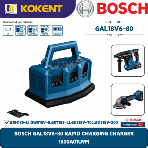 BOSCH GAL18V6-80 RAPID CHARGING CHARGER 1600A01U9M