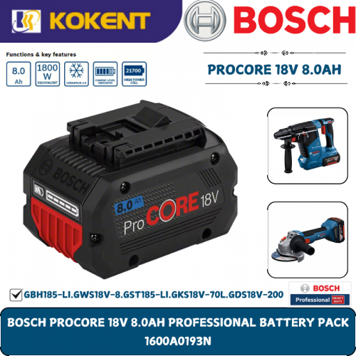 BOSCH PROCORE 18V 8.0AH PROFESSIONAL BATTERY PACK 1600A0193N