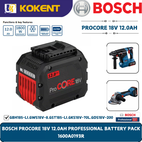 BOSCH PROCORE 18V 12.0AH PROFESSIONAL BATTERY PACK 1600A0193R