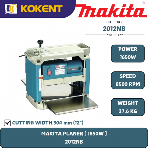 Makita Wood Planer, Planing Width 304mm, Planing Depth 3mm,1650W, 8500rpm, 28kg 2012NB