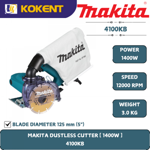 Makita Concrete & Masonry Cutter, Blade 125mm, 1400W, 12200rpm, 3kg 4100KB