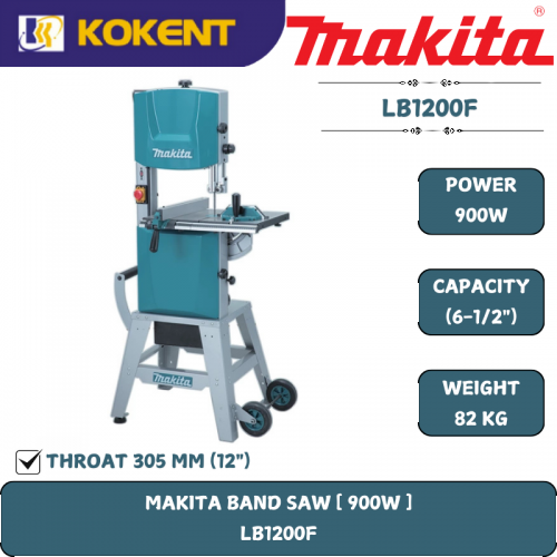 Makita Vertical Bandsaw, Cutting Depth: 165mm, 900W, 83kg LB1200F