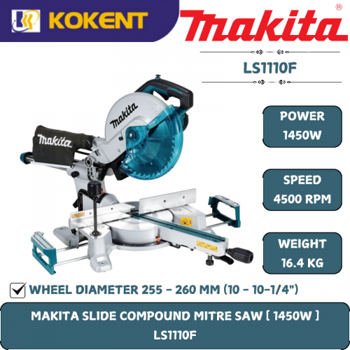 Makita Compound Miter Saw, Blade Diameter 10 - 10-1/4