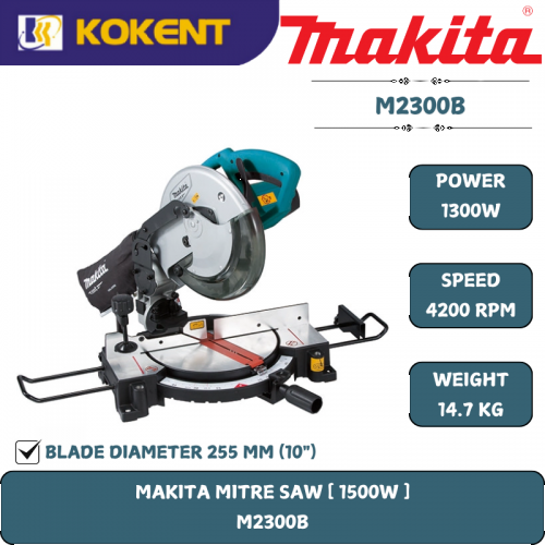 Makita Compound Miter Saw, Blade Diameter 10”, 1500W, 4200rpm, 14.7kg M2300B