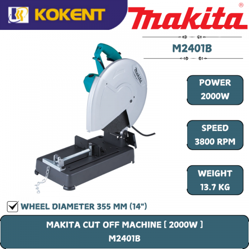 Makita Metal Cut Off, Blade 355mm,2000W, 3800rpm, 13.7kg M2401B