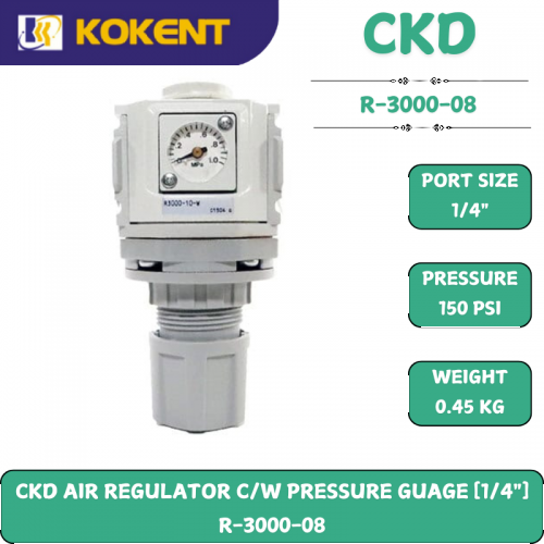CKD AIR REGULATOR C/W PRESSURE GUAGE [1/4