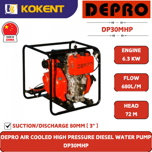 Depro Air Cooled High Pressure Diesel Water Pump DP30MHP
