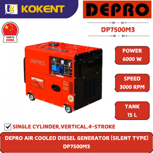 Depro Air Cooled Diesel Generator (SILENT TYPE) DP7500M3