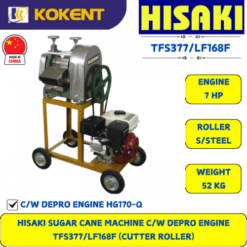 HISAKI SUGAR CANE MACHINE C/W DEPRO ENGINE  TFS377/LF168F (CUTTER ROLLER) TFS377/LF168F