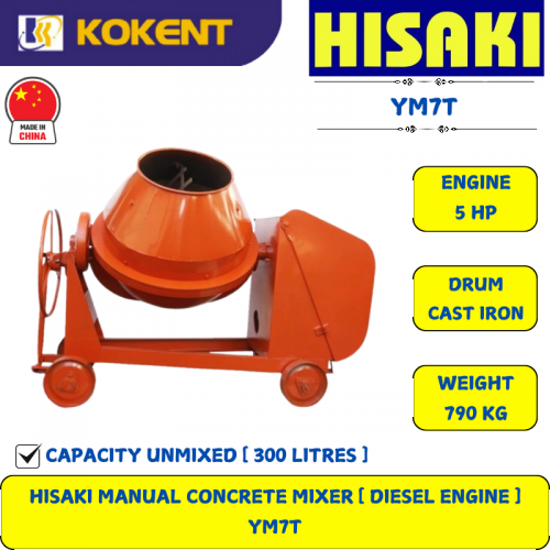 HISAKI MANUAL CONCRETE MIXER [ DIESEL ENGINE ]  YM7T